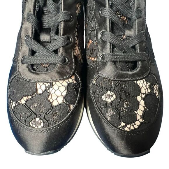 Zara Basic Black Lace Satin Sneakers Size 37 6.5 - Picture 3 of 12
